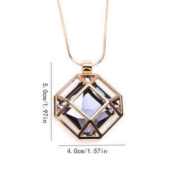 N2673 - Retro Gemstone Pendant Necklace